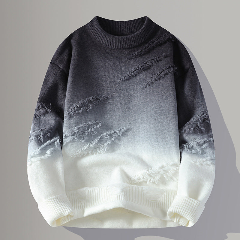 Round Neck Pullover Gradient Sweater