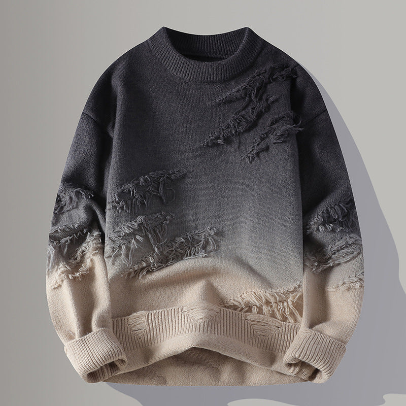 Round Neck Pullover Gradient Sweater