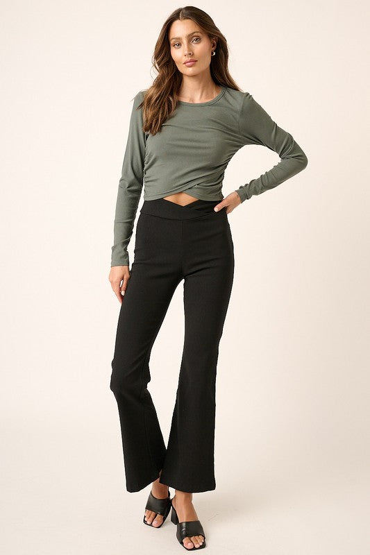 Mittoshop Surplice V Waist Flare Pants