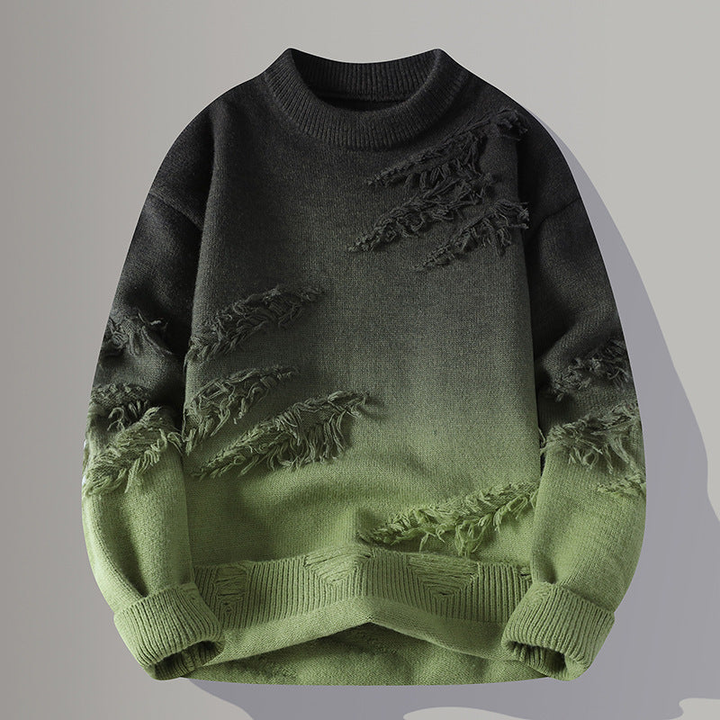 Round Neck Pullover Gradient Sweater