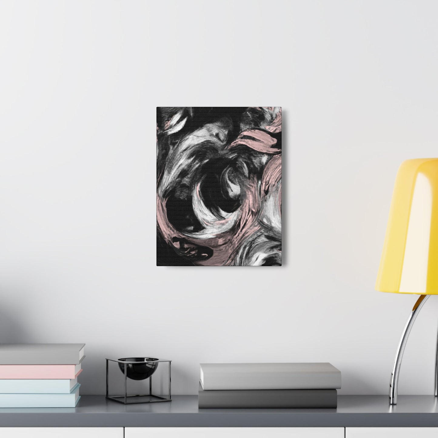 Wall Art Decor - Canvas Print Artwork - Black Pink White Abstract