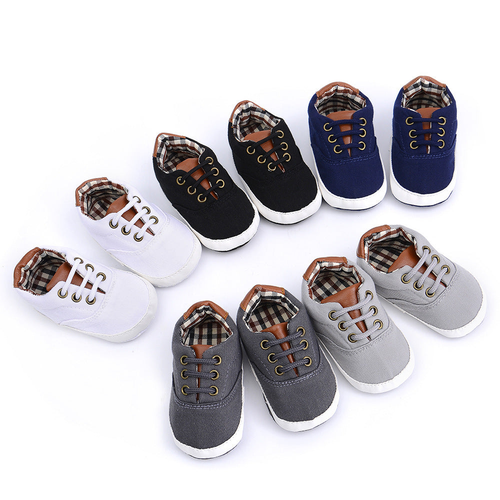 Solid color casual lace soft bottom baby canvas shoes baby shoes