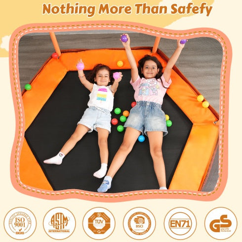 6FT Toddlers Trampoline With Safety Enclosure Net And Ocean Balls,