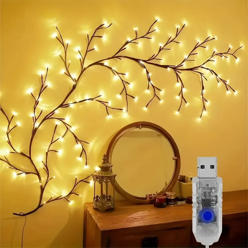 96 LED Willow Vine Lights Bendable Birch Tree 8 Modes