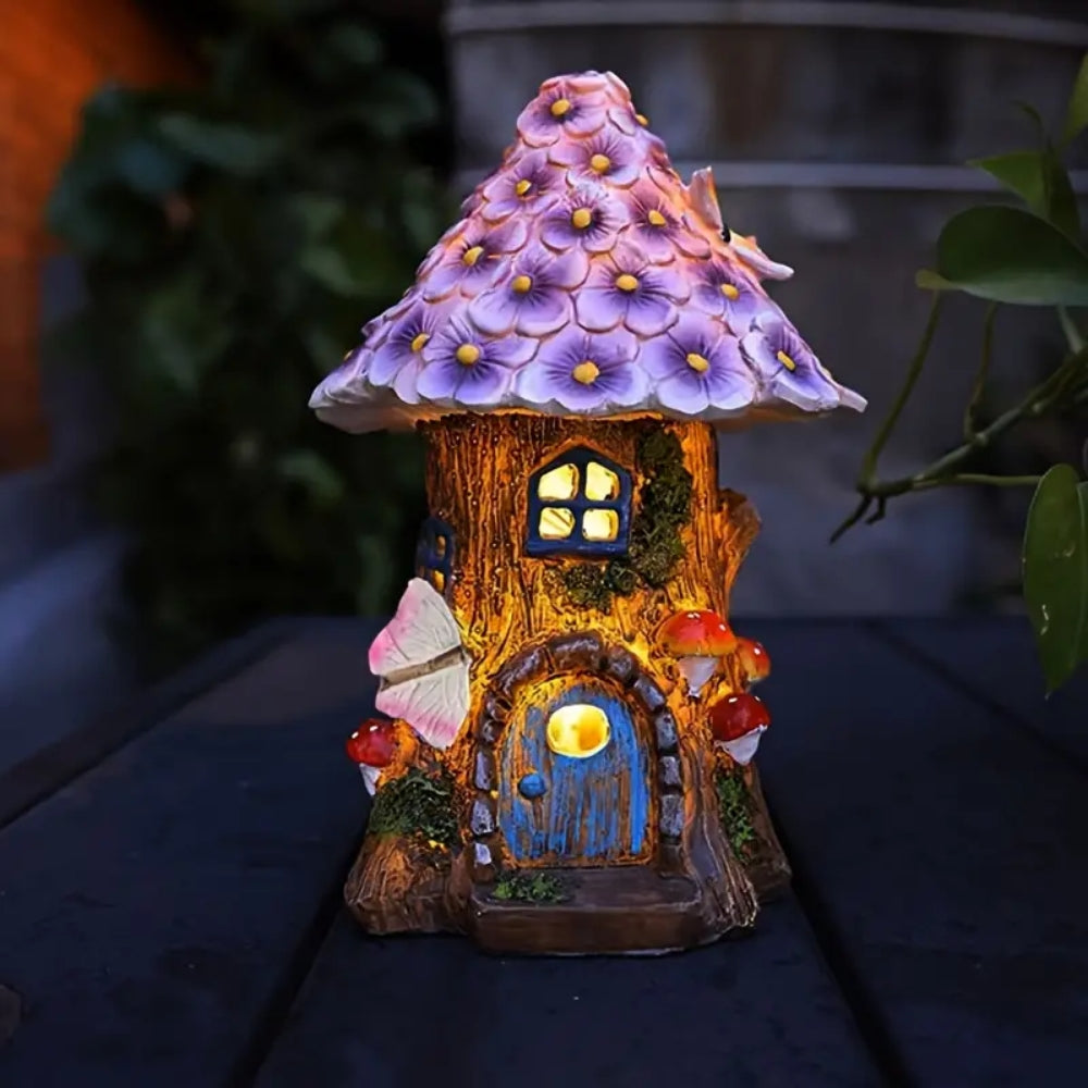 Craft Miniature Flower House Solar LED Lights Garden Fairy