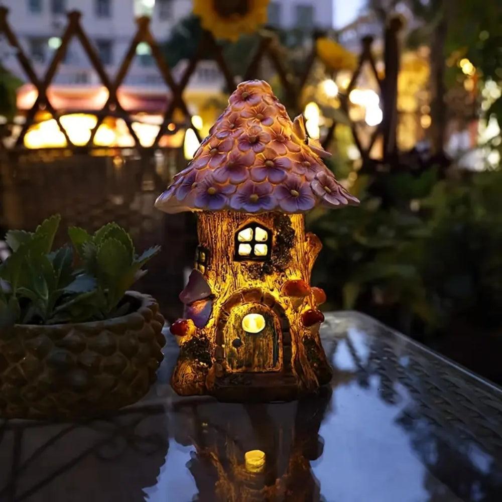 Craft Miniature Flower House Solar LED Lights Garden Fairy