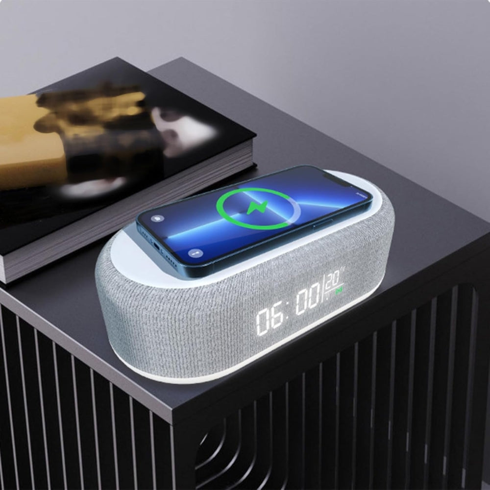 Wireless Charging Alarm Clock with LED Display and Night Light