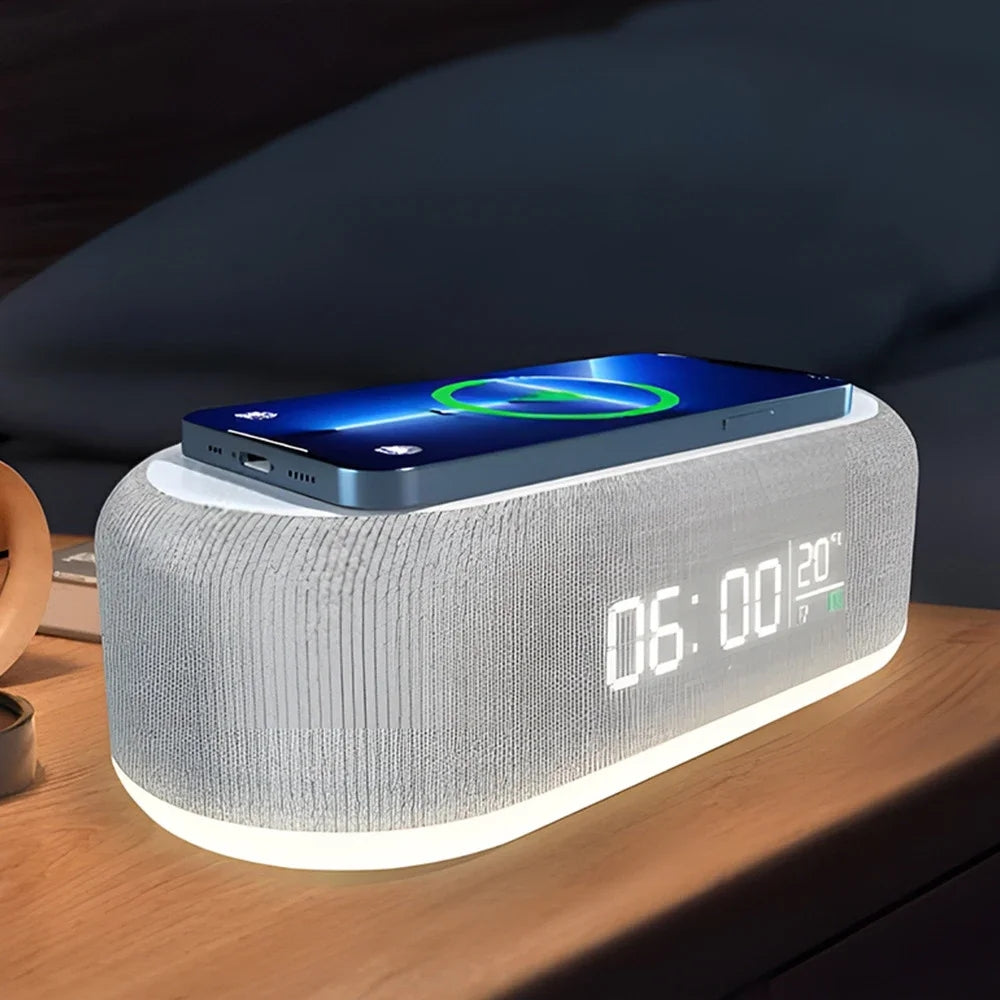 Wireless Charging Alarm Clock with LED Display and Night Light