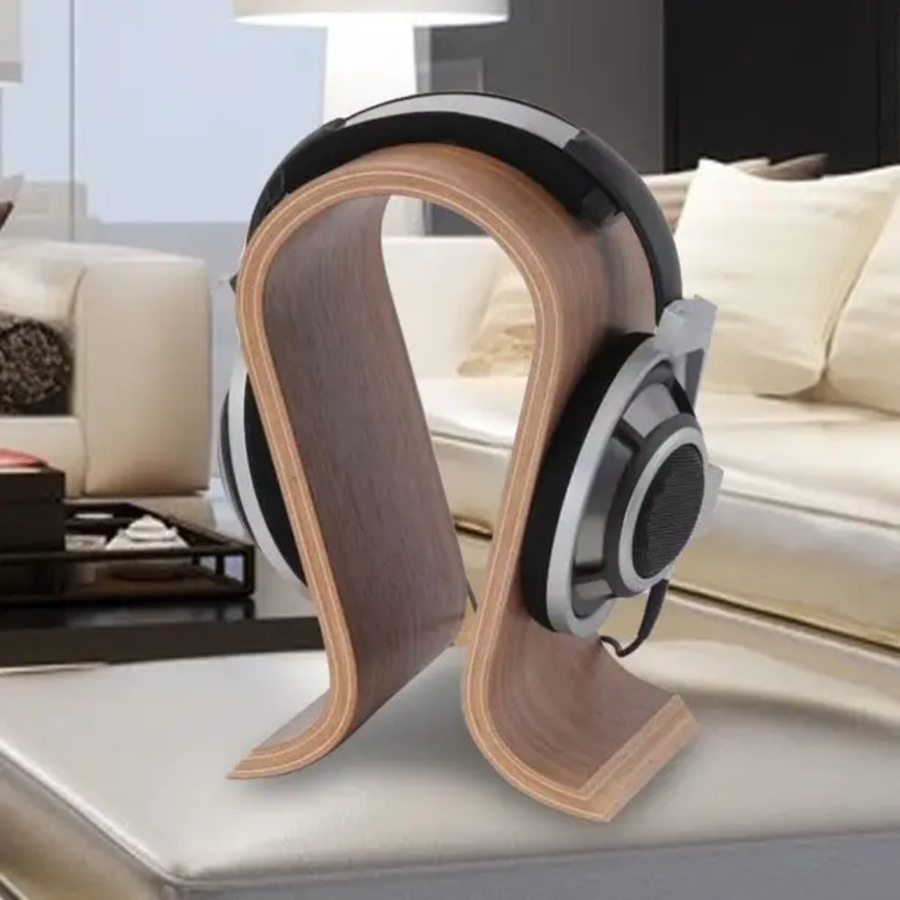 U Shape Wooden Headphone Stand for Almost All On Ear Headphones