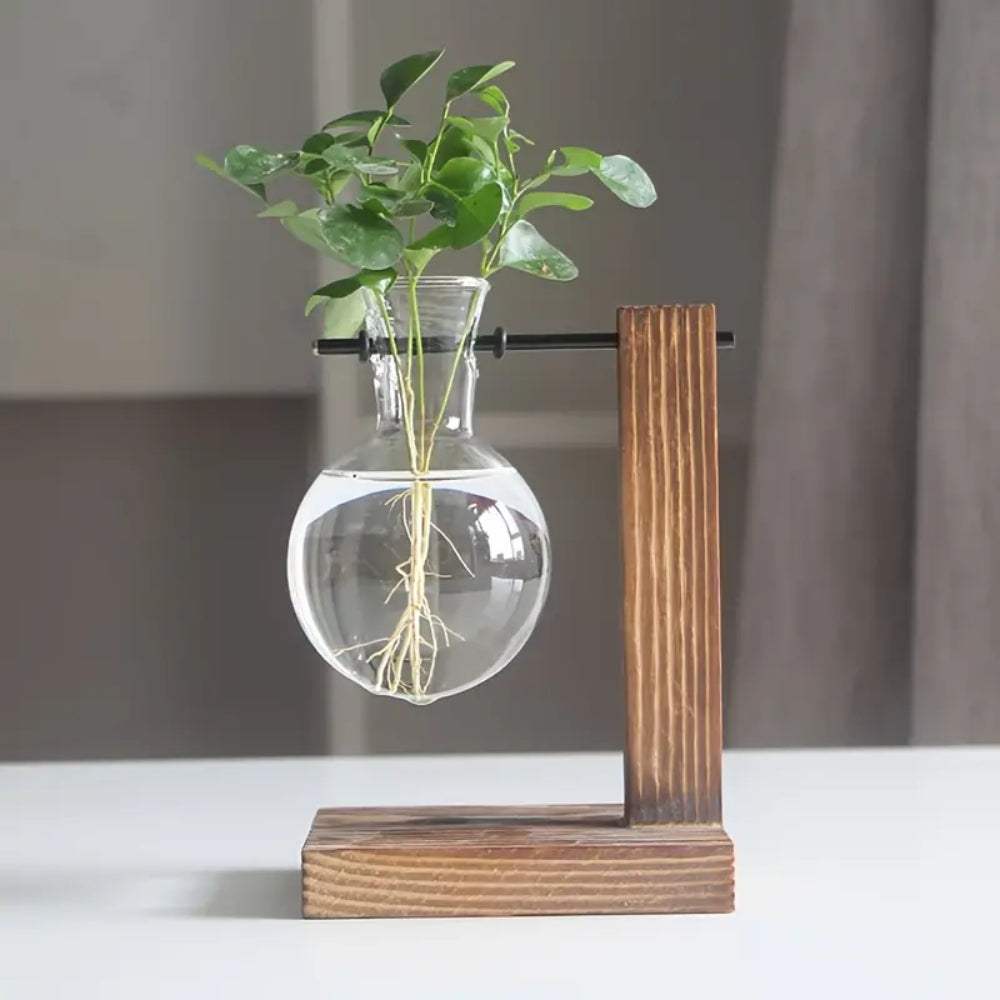 Creative Wooden Frame Hydroponic Vase Flower Arrangement Container