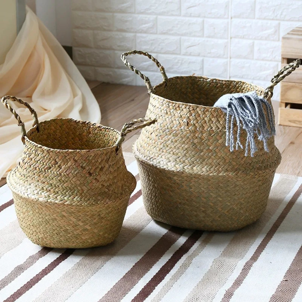 Nordic Style Seaweed Wicker Basket for Home Storage