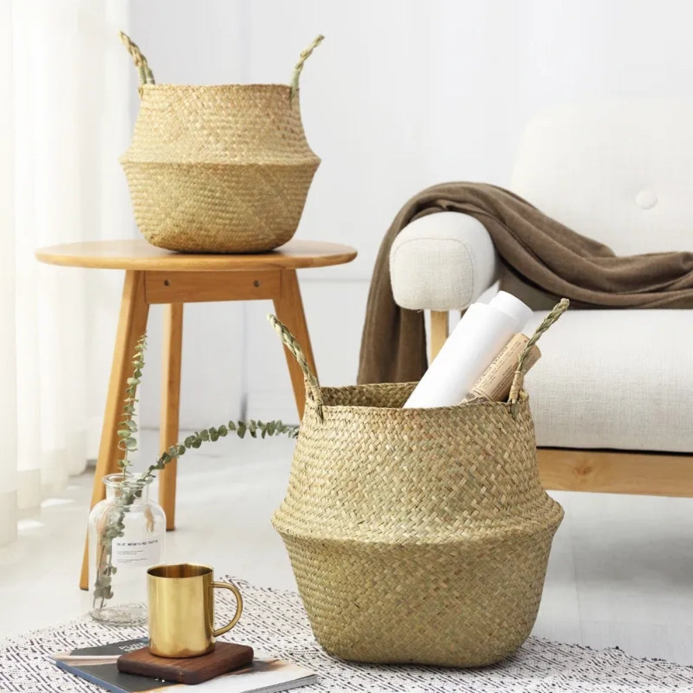 Nordic Style Seaweed Wicker Basket for Home Storage