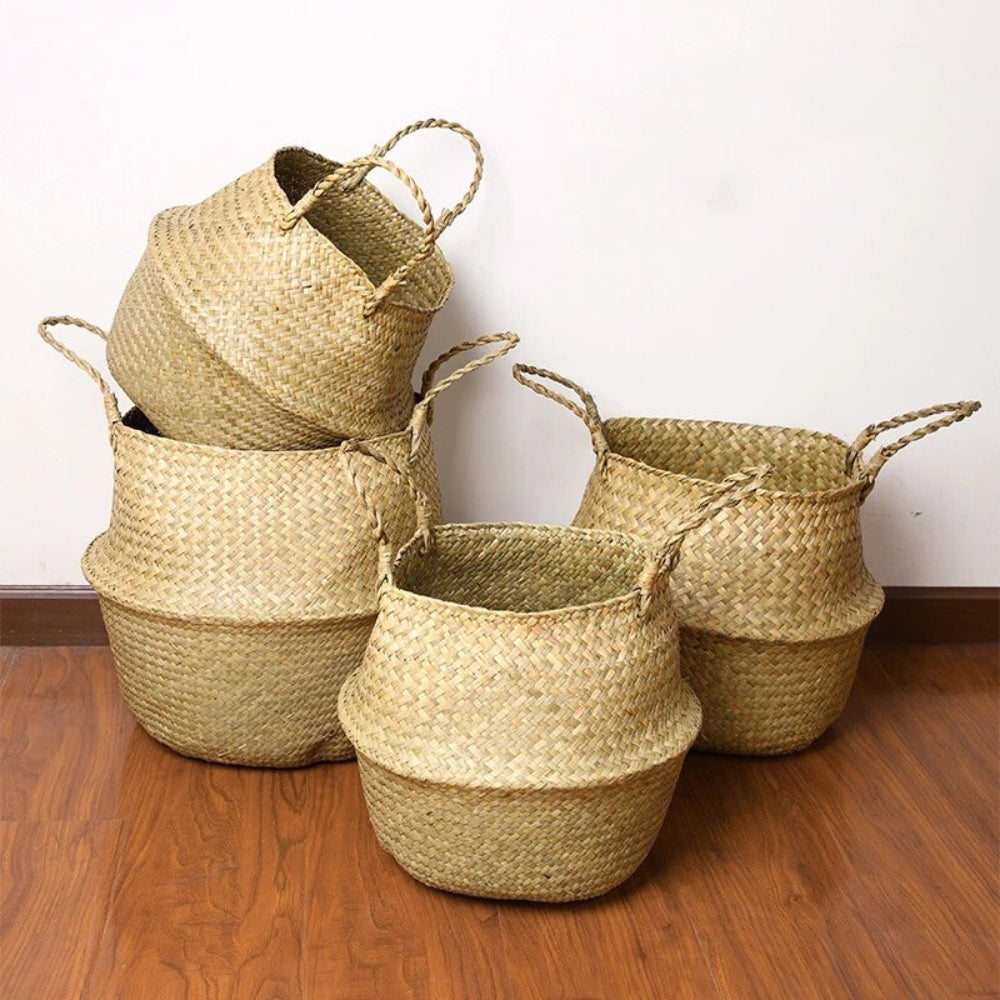 Nordic Style Seaweed Wicker Basket for Home Storage