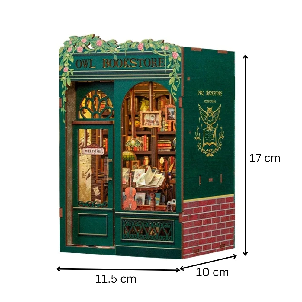 DIY Book Nook Kit Miniature Dollhouse with Light Wooden Bookshelf