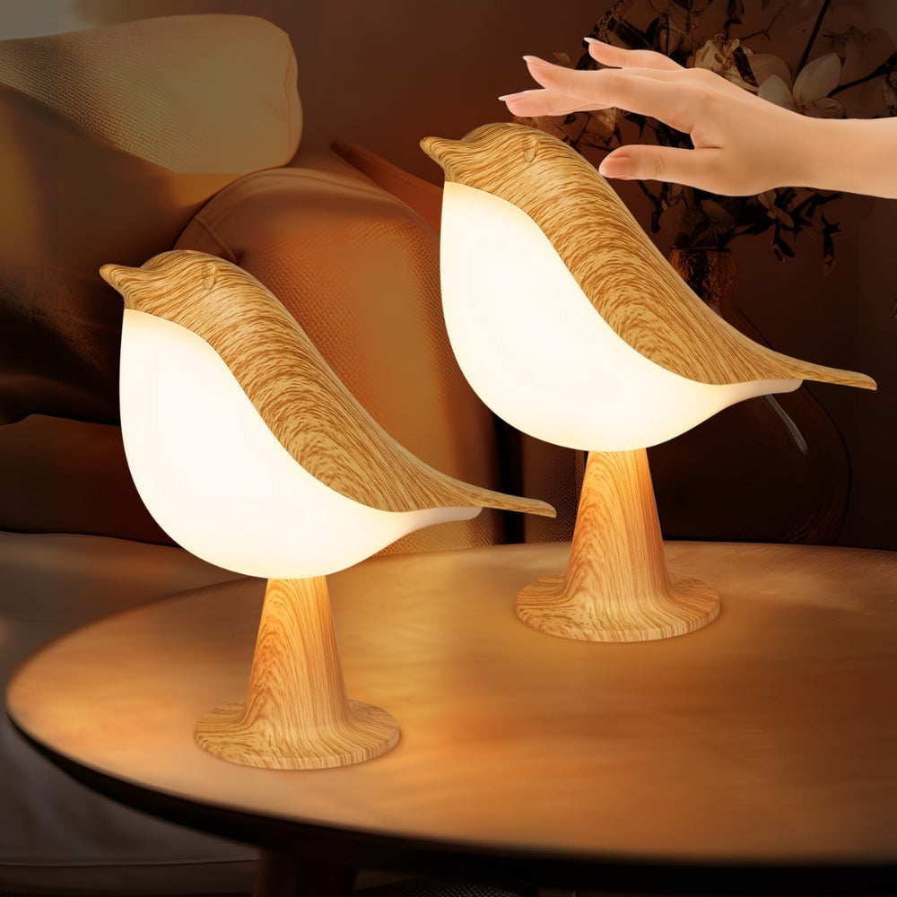 LED Night Light 3 Colors Touch Switch Bedside Light Dimmable Bird Lamps