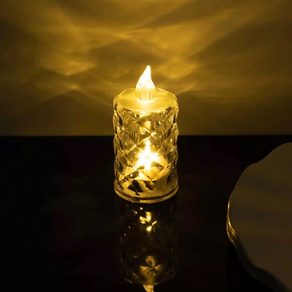 Crystal Candles LED Light Transparent Flameless Battery Power Lantern Night Lamp