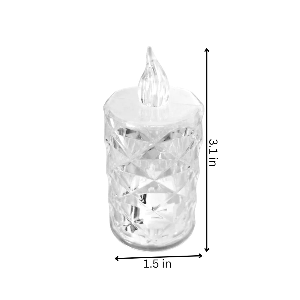 Crystal Candles LED Light Transparent Flameless Battery Power Lantern Night Lamp