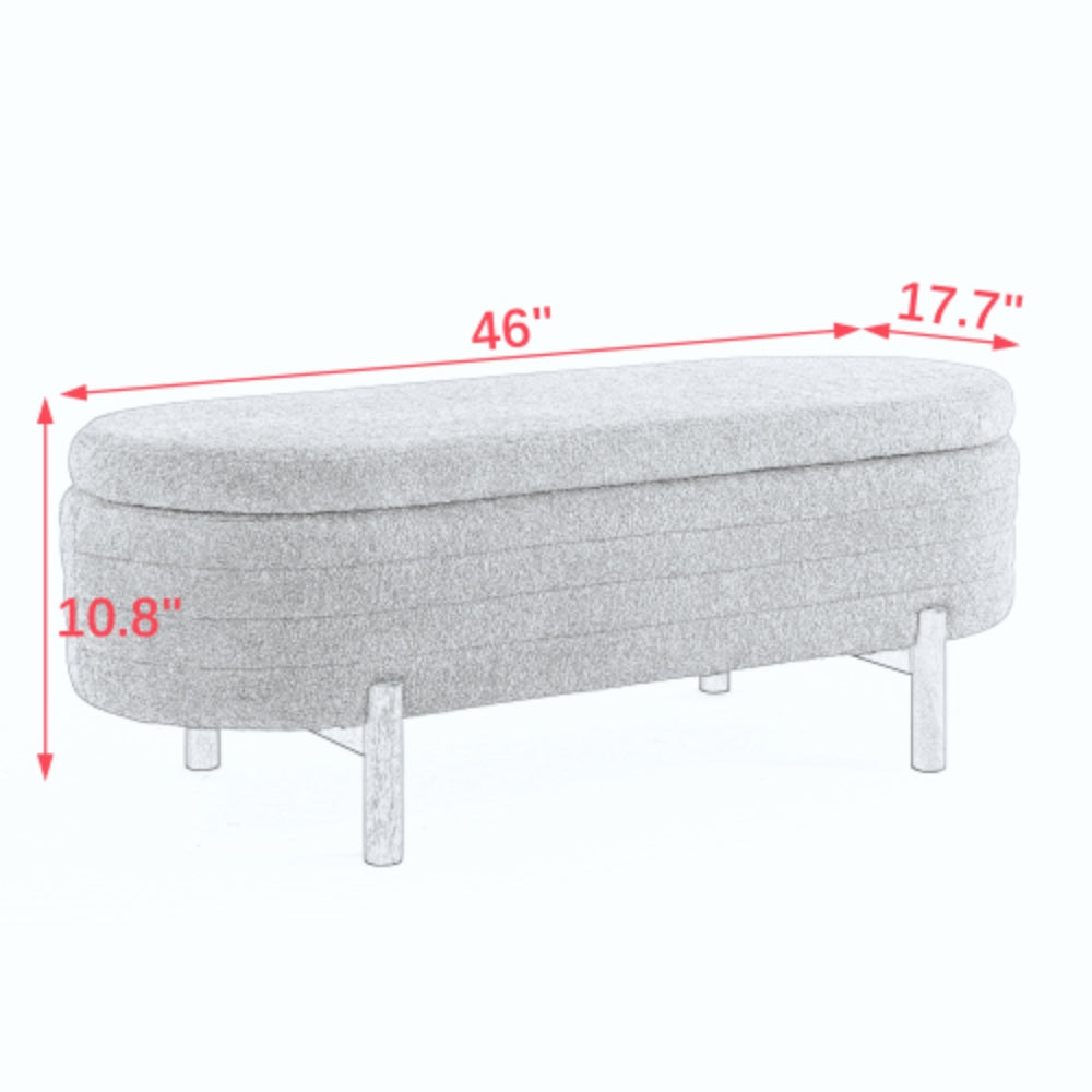 Ottoman Oval Storage Bench Rubber Wood Leg