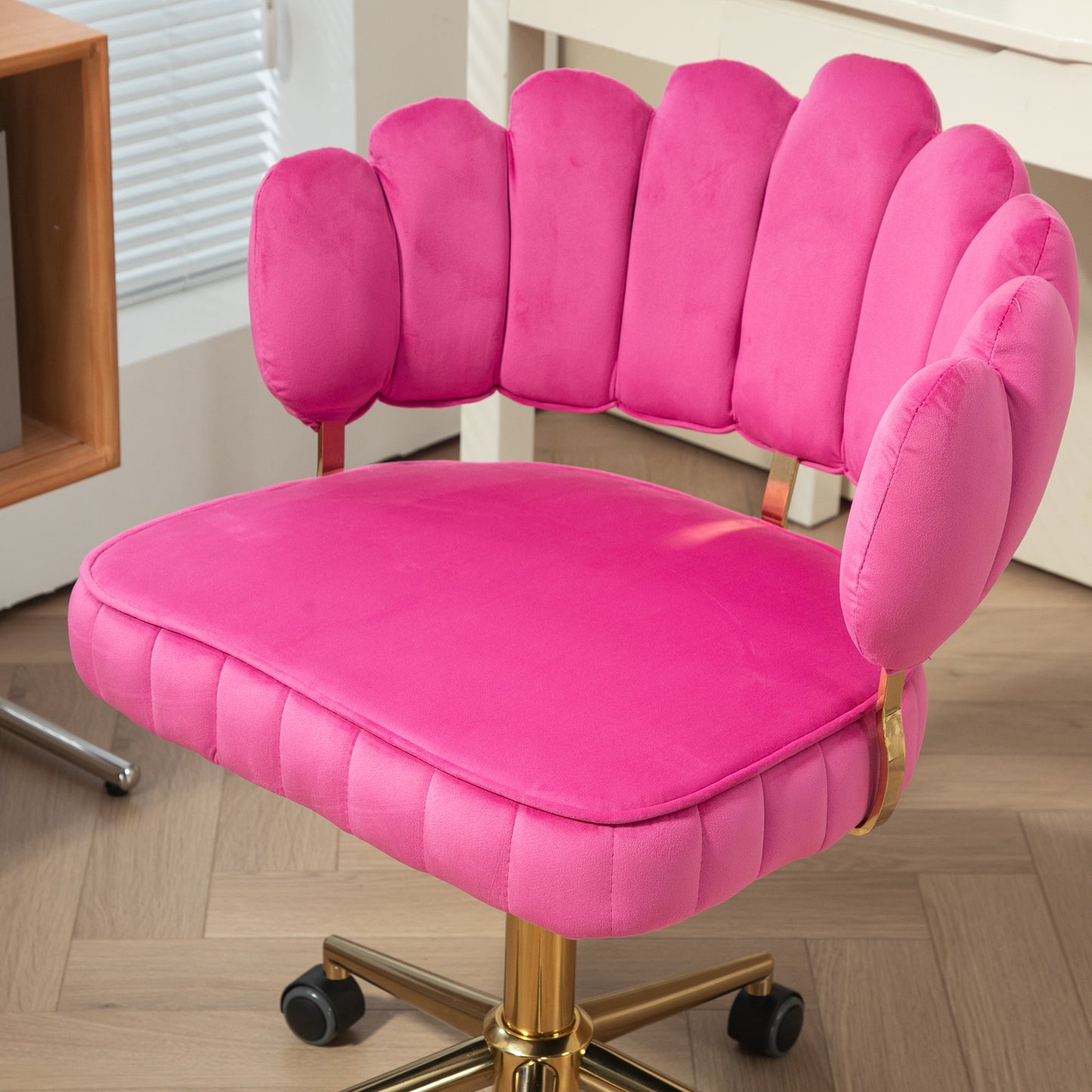 Velvet Home Office Desk Chair, Modern Cute Computer Chair, Wheels