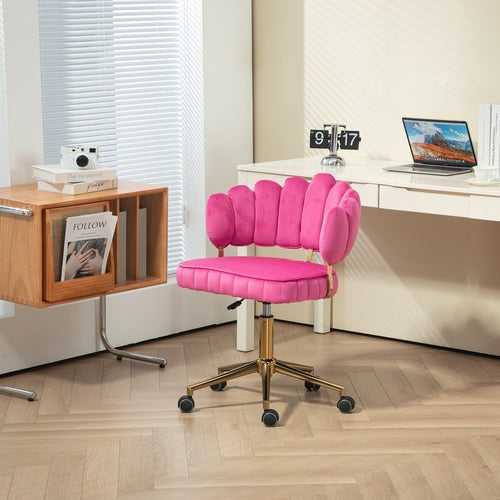 Velvet Home Office Desk Chair, Modern Cute Computer Chair, Wheels