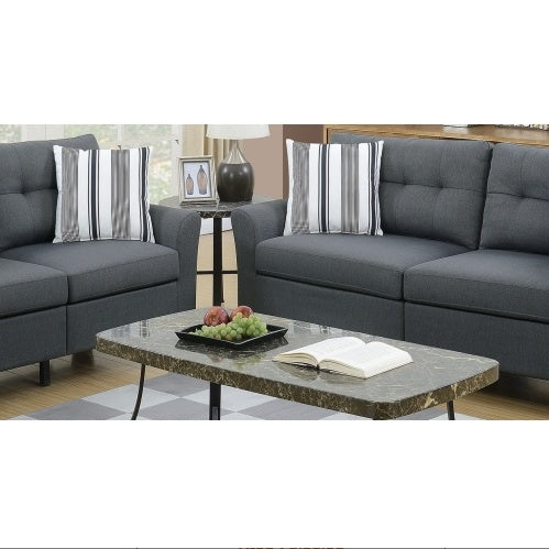 Living Room Furniture 2pc Sofa Set Sofa And Loveseat Charcoal Glossy