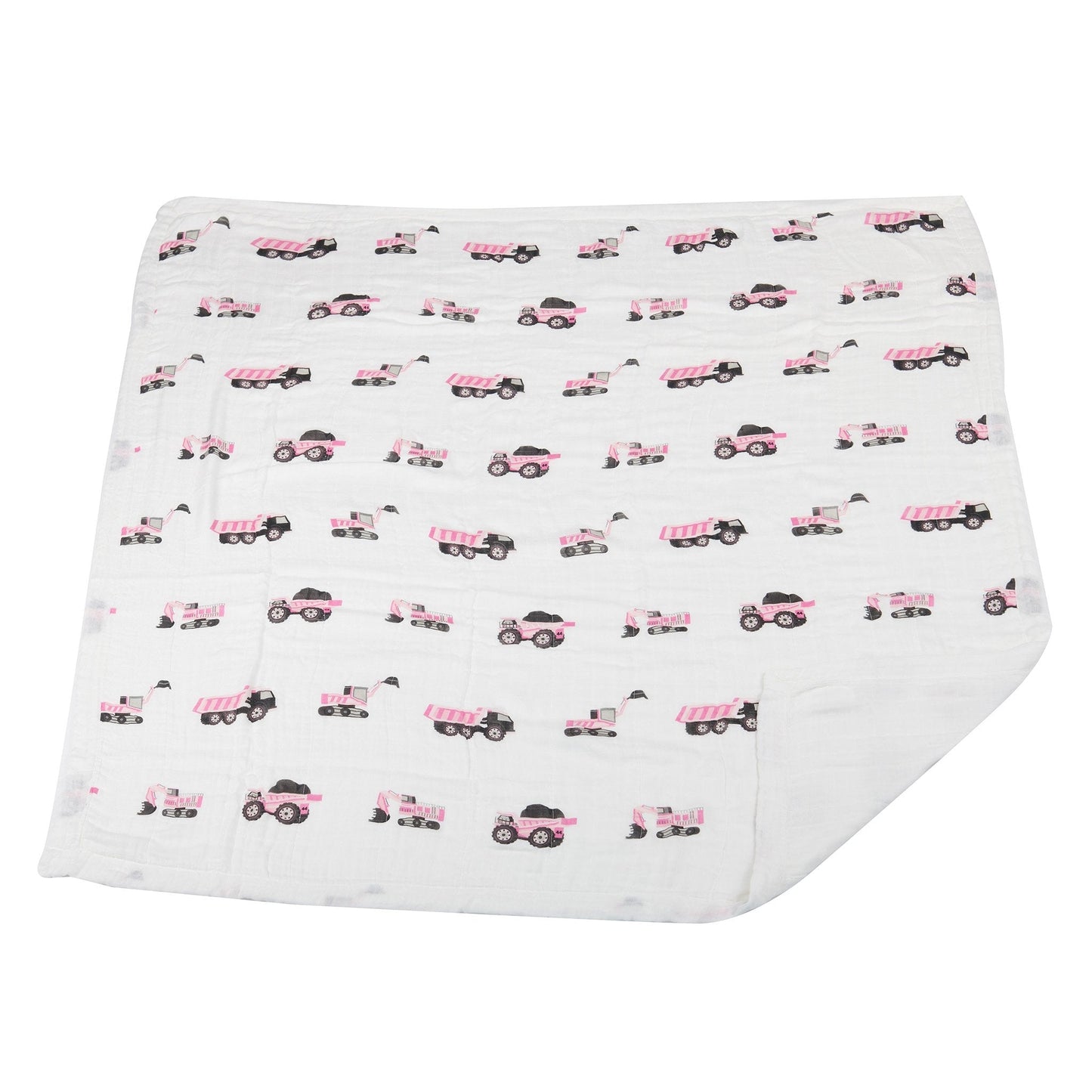 Pink Digger and White Bamboo Muslin Newcastle Blanket