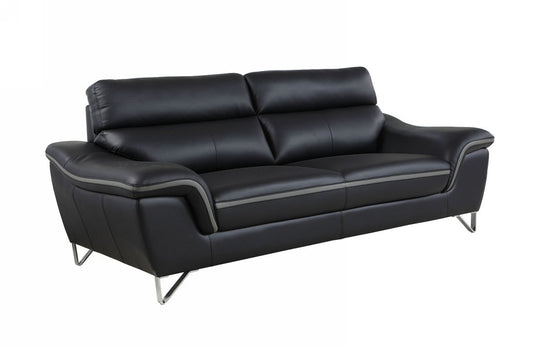 Charming Black Leather Sofa