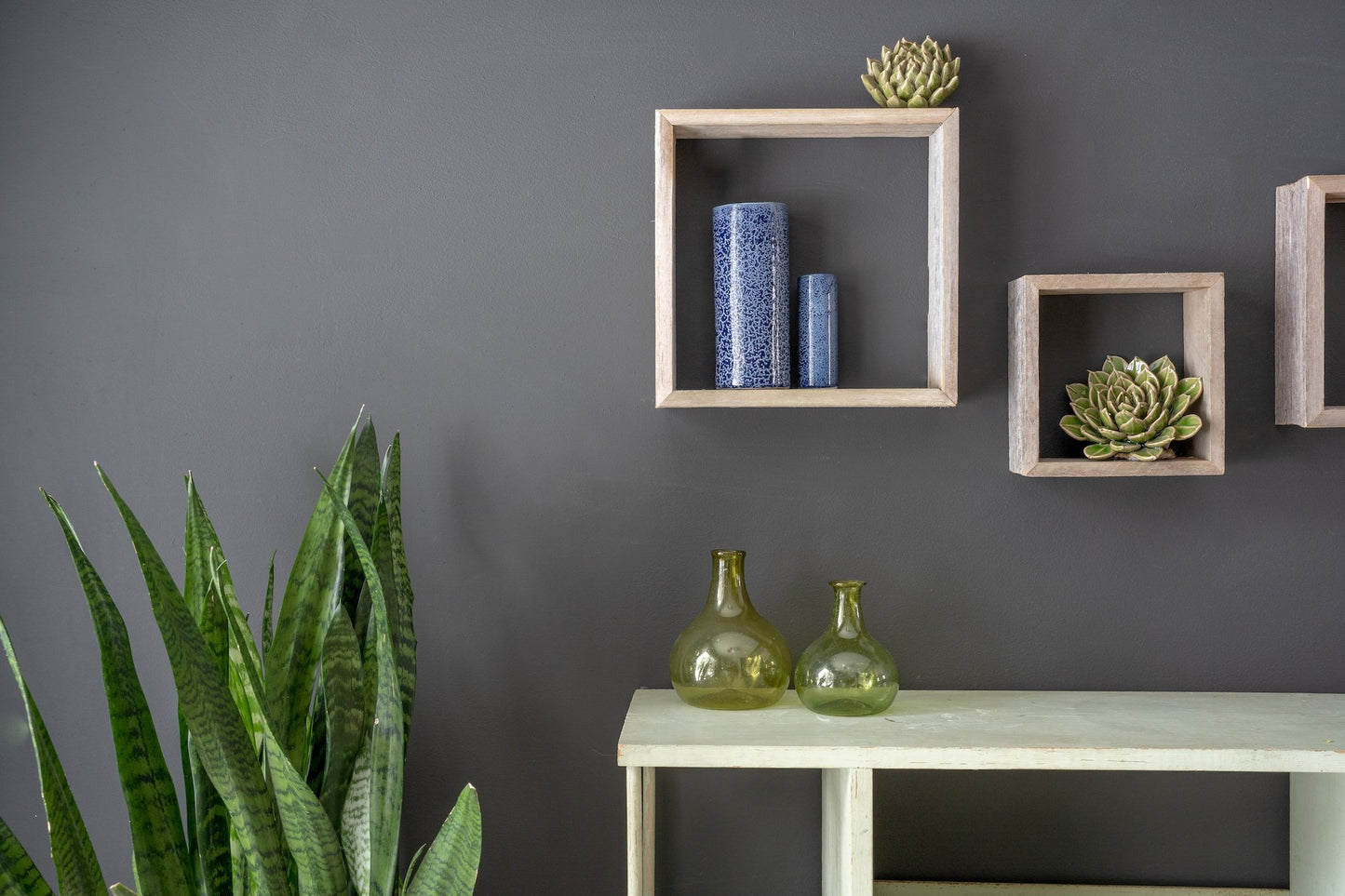 Rustic Farmhouse Set of 3 Square Shadow Box Shelves