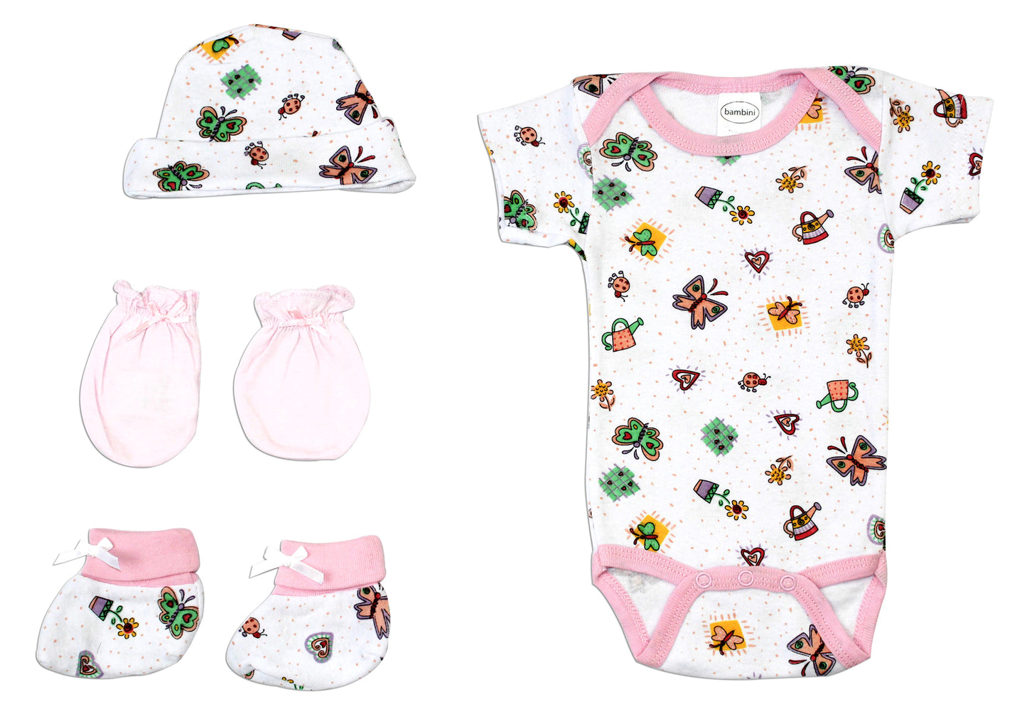 Newborn Baby Girls 4 Pc Layette Baby Shower Gift