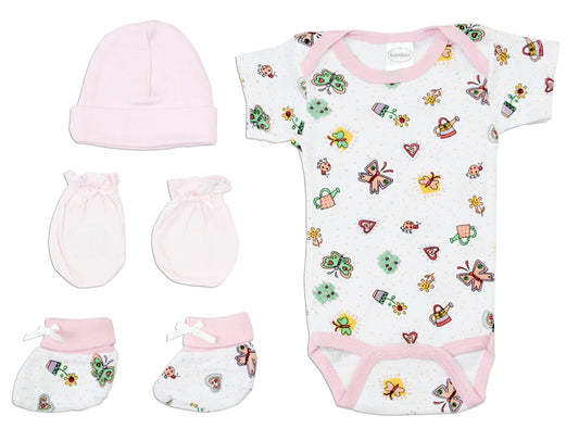 Newborn Baby Girls 4 Pc Layette Baby Shower Gift