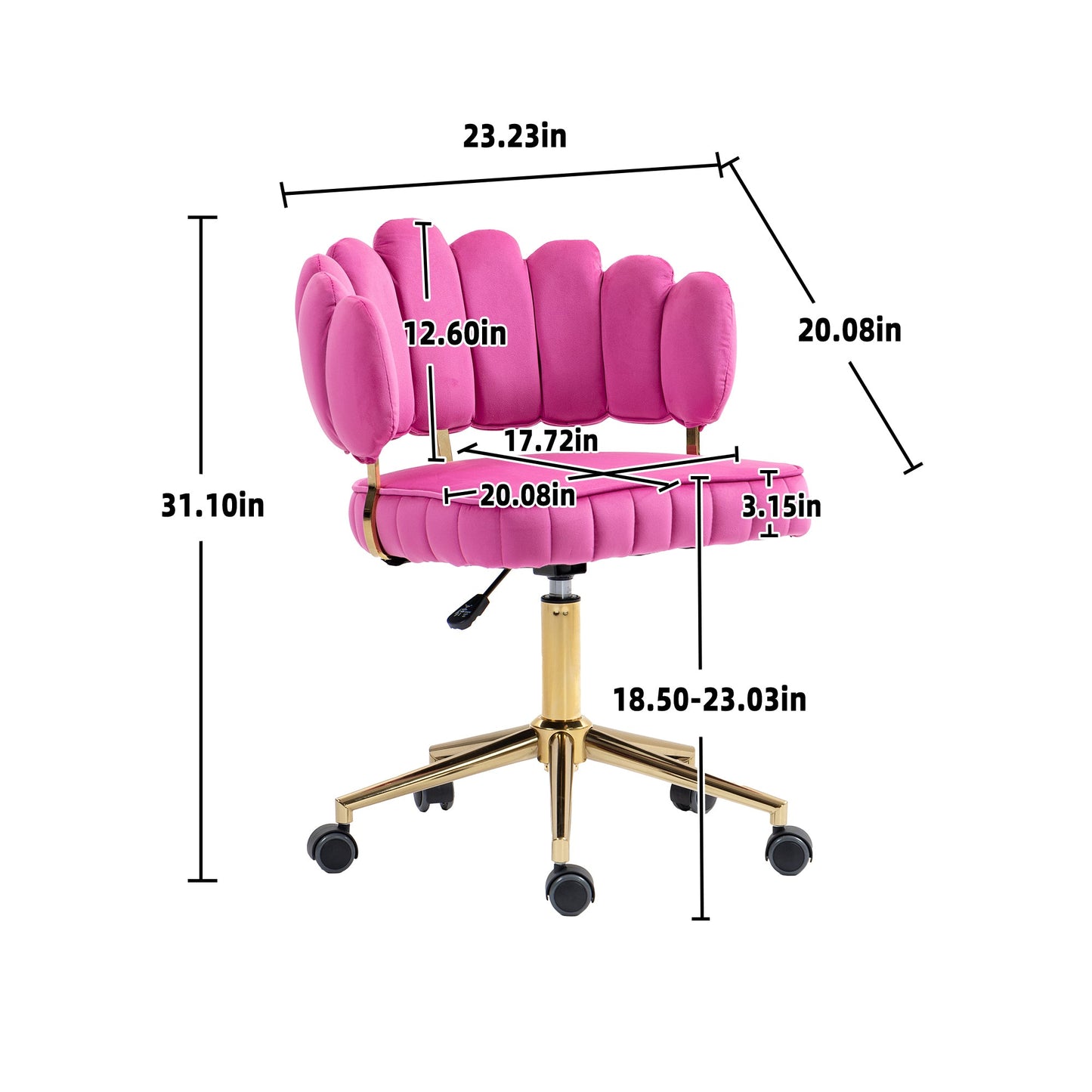 Velvet Home Office Desk Chair, Modern Cute Computer Chair, Wheels