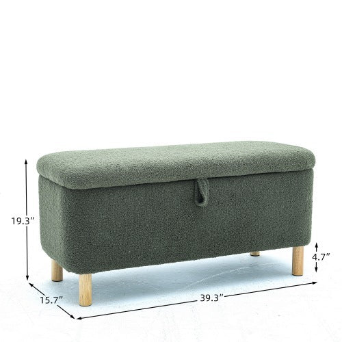 Basics Upholstered Storage Ottoman And Entryway Bench GREEN