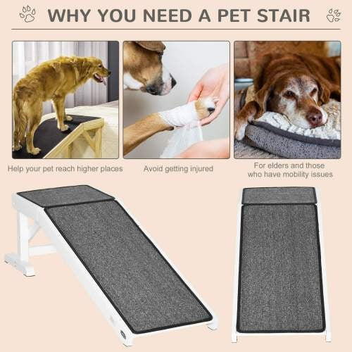 Ramp For Dog Bed, Pet Ramp For Dog With Non-slip Carpet And Top Platfo