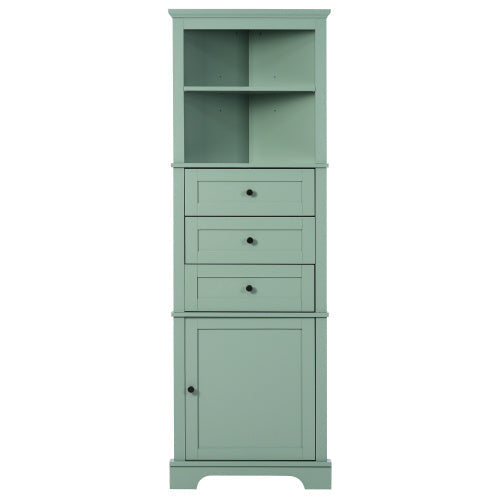 Green Triangular Tall Cabinet With 3 Drawers And Adjustable Shelves