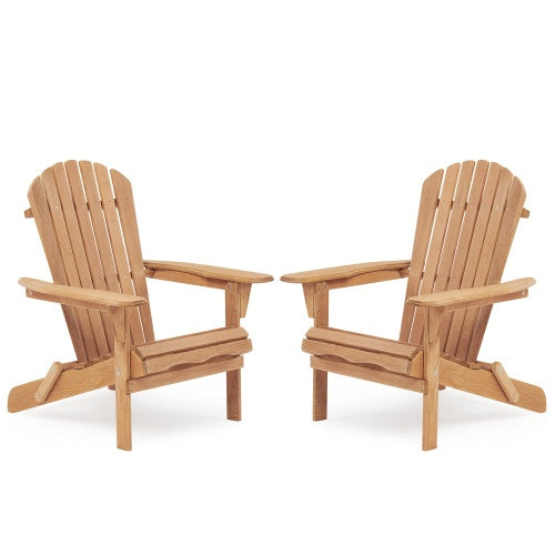 Wooden Outdoor Folding Adirondack Chair 2 Piece Set Of Wooden Lounge