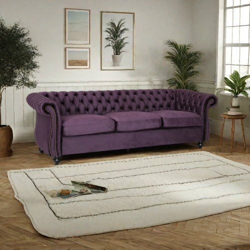 3-seater Purple Velvet Sofa