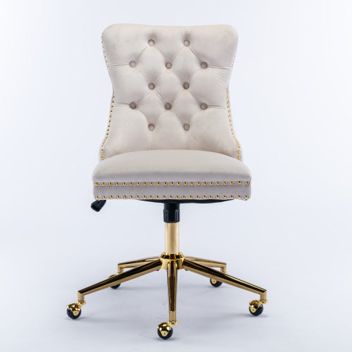 Velvet Fabric Tufted Button Home Office Chair, Adjustable Office Chair