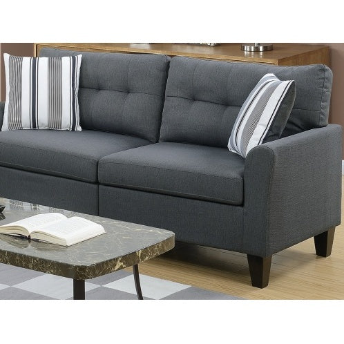 Living Room Furniture 2pc Sofa Set Sofa And Loveseat Charcoal Glossy