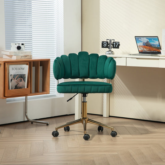 Velvet Home Office Desk Chair, Modern Cute Computer Chair, Wheels