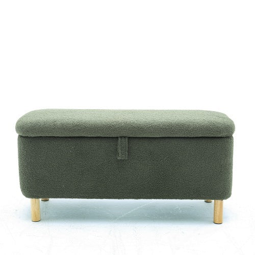 Basics Upholstered Storage Ottoman And Entryway Bench GREEN