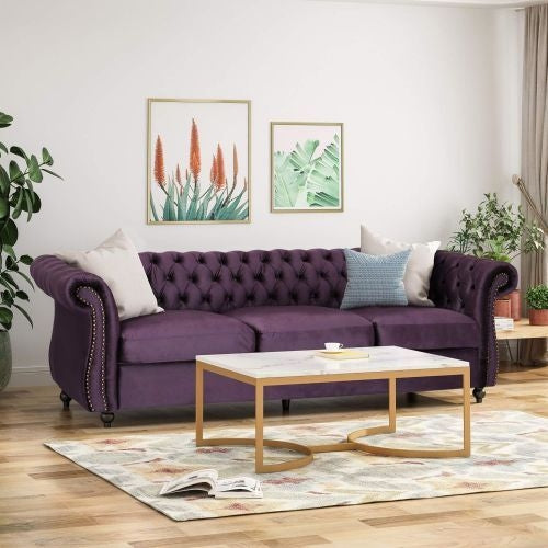 3-seater Purple Velvet Sofa