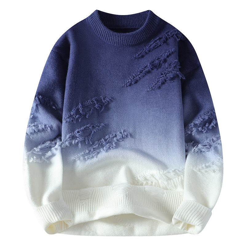 Round Neck Pullover Gradient Sweater