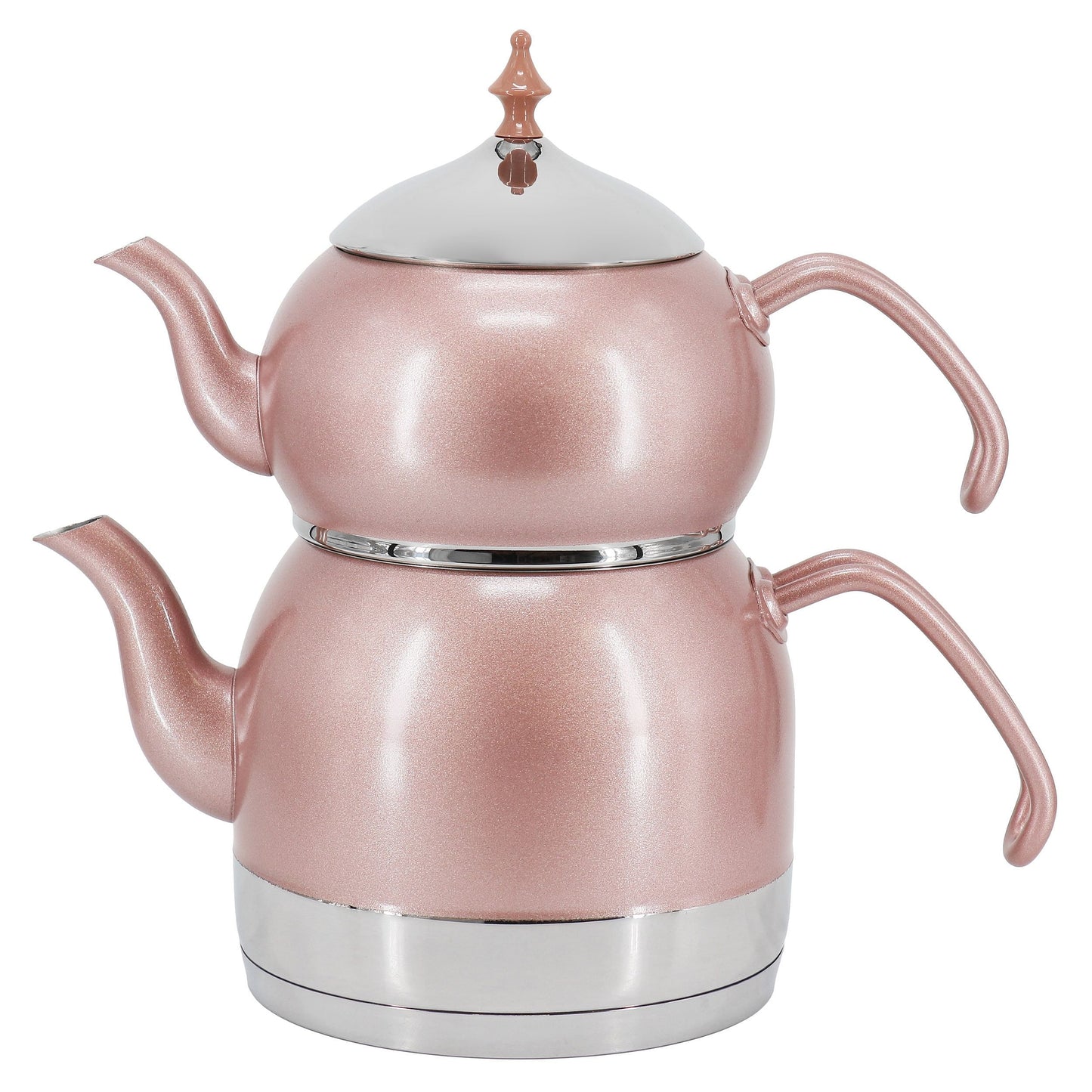 Korkmaz Rena 1.1 Liter Tea Pot and 2.4 Liter Kettle Set in Pink