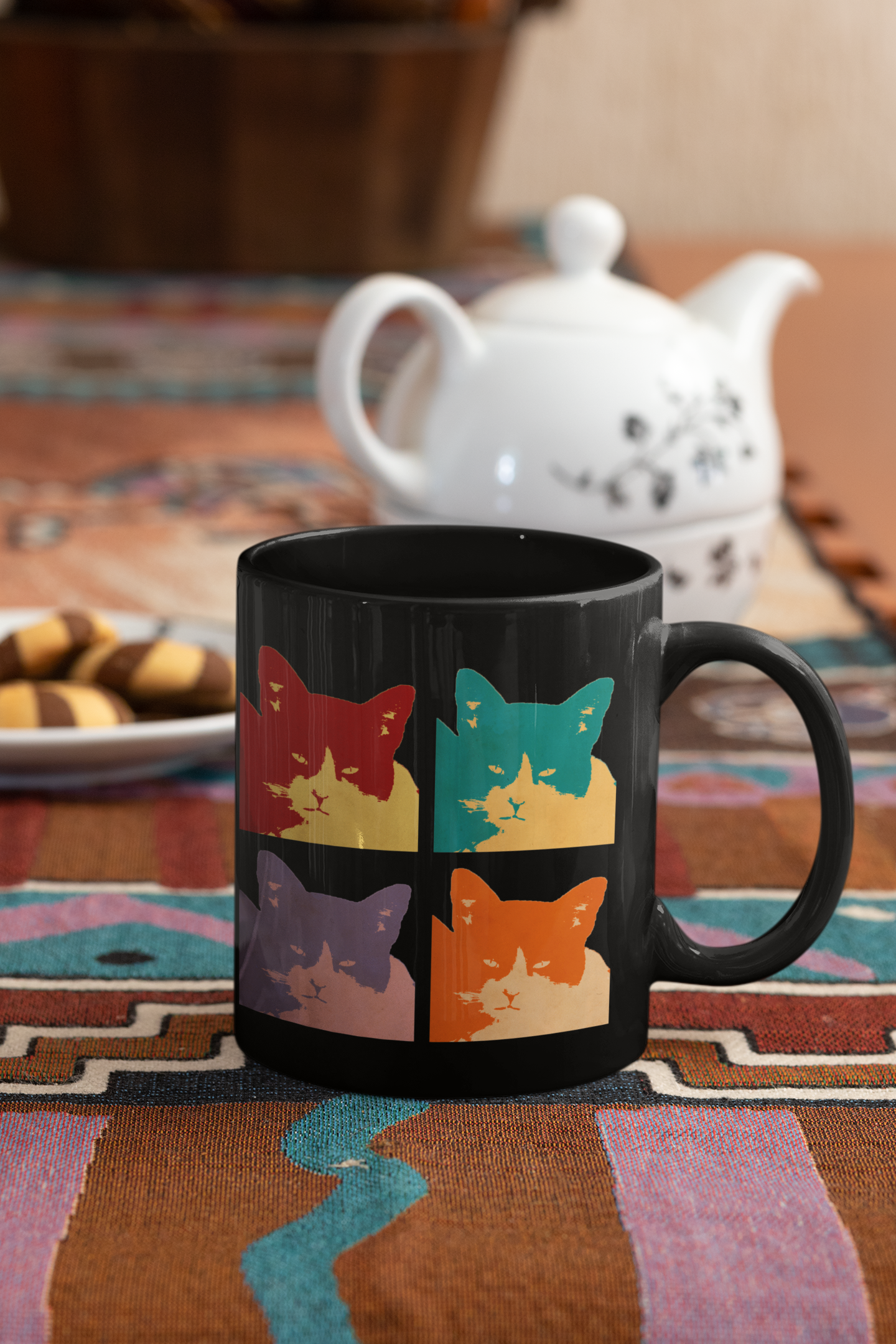 Cats Today 4-Panel Pop Art Coffee Mug