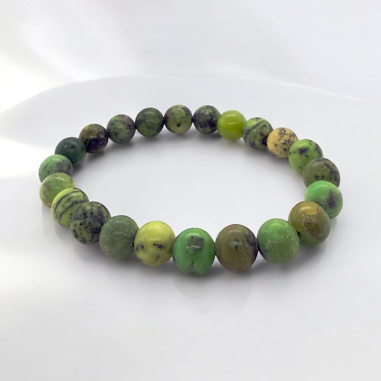 Chrysoprase Beads Bracelet, Green Stone Bracelet, 8mm