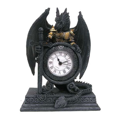 Gothic Armoured Dragon Mantle Clock