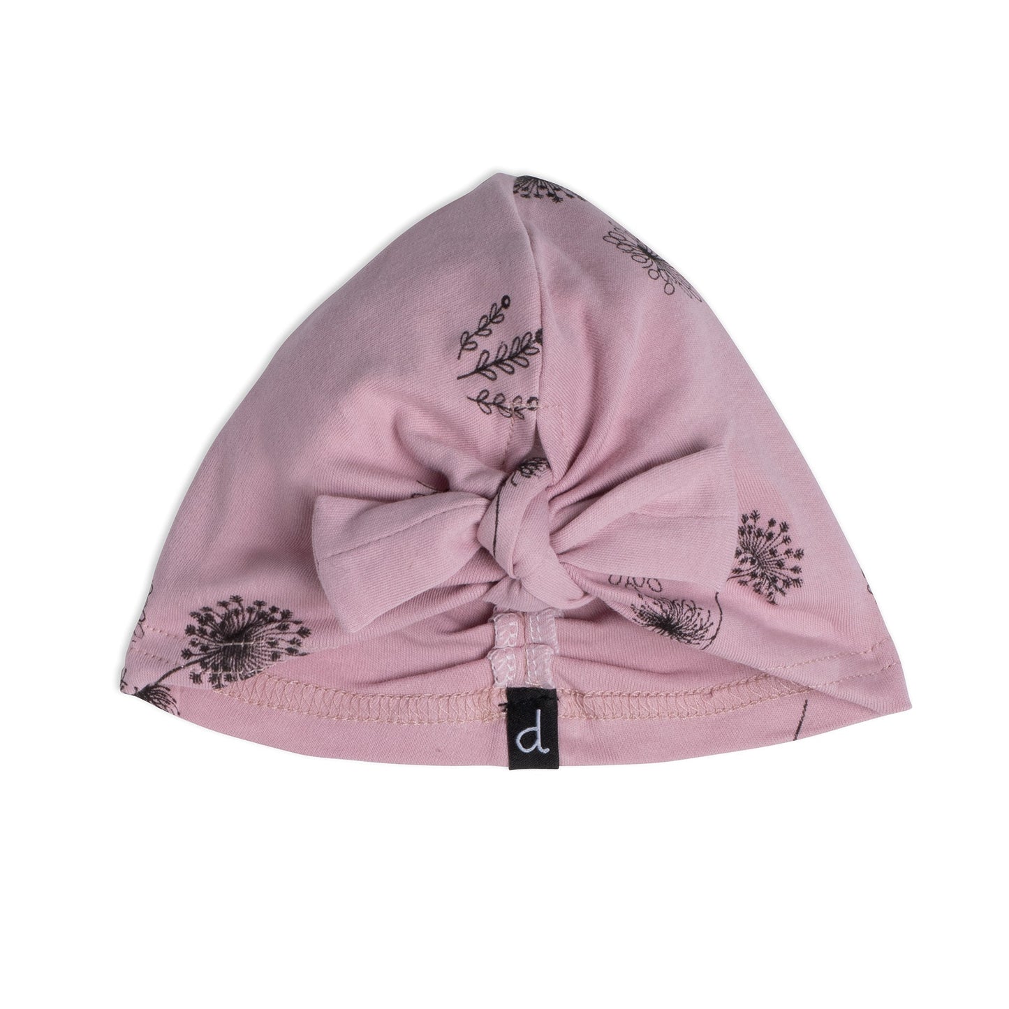 Organic Cotton Hat And Bib Set Printed Flowers Dusty Purple