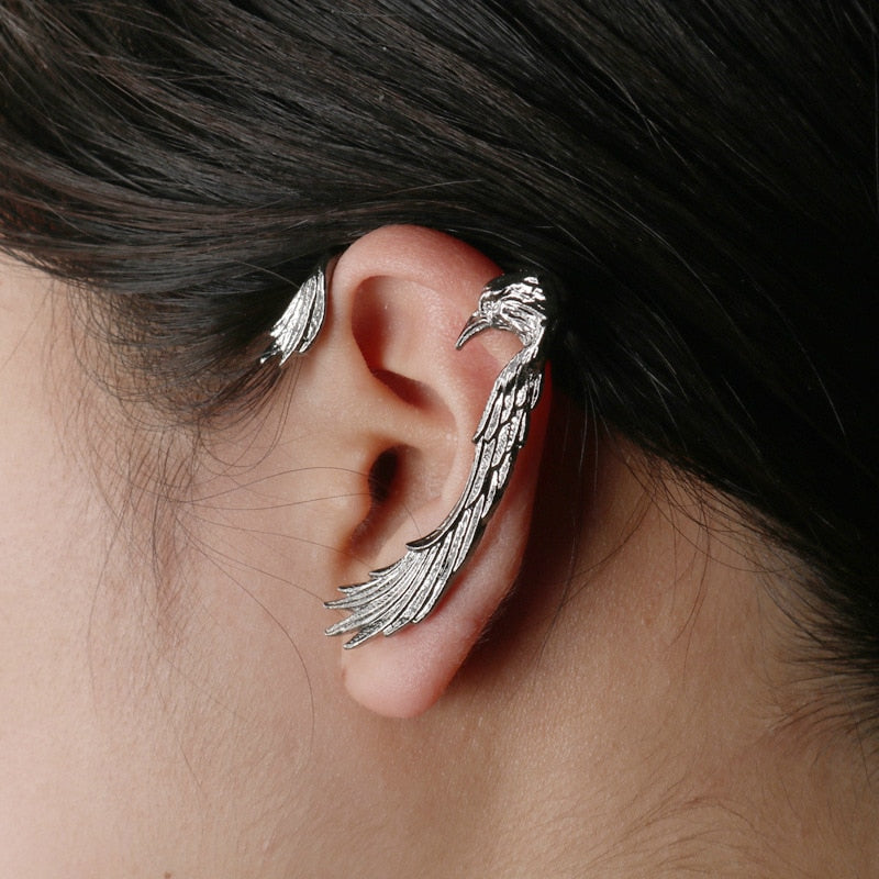 Gothic Punk Dragon Wing Cuff Ear Clip On Earrings