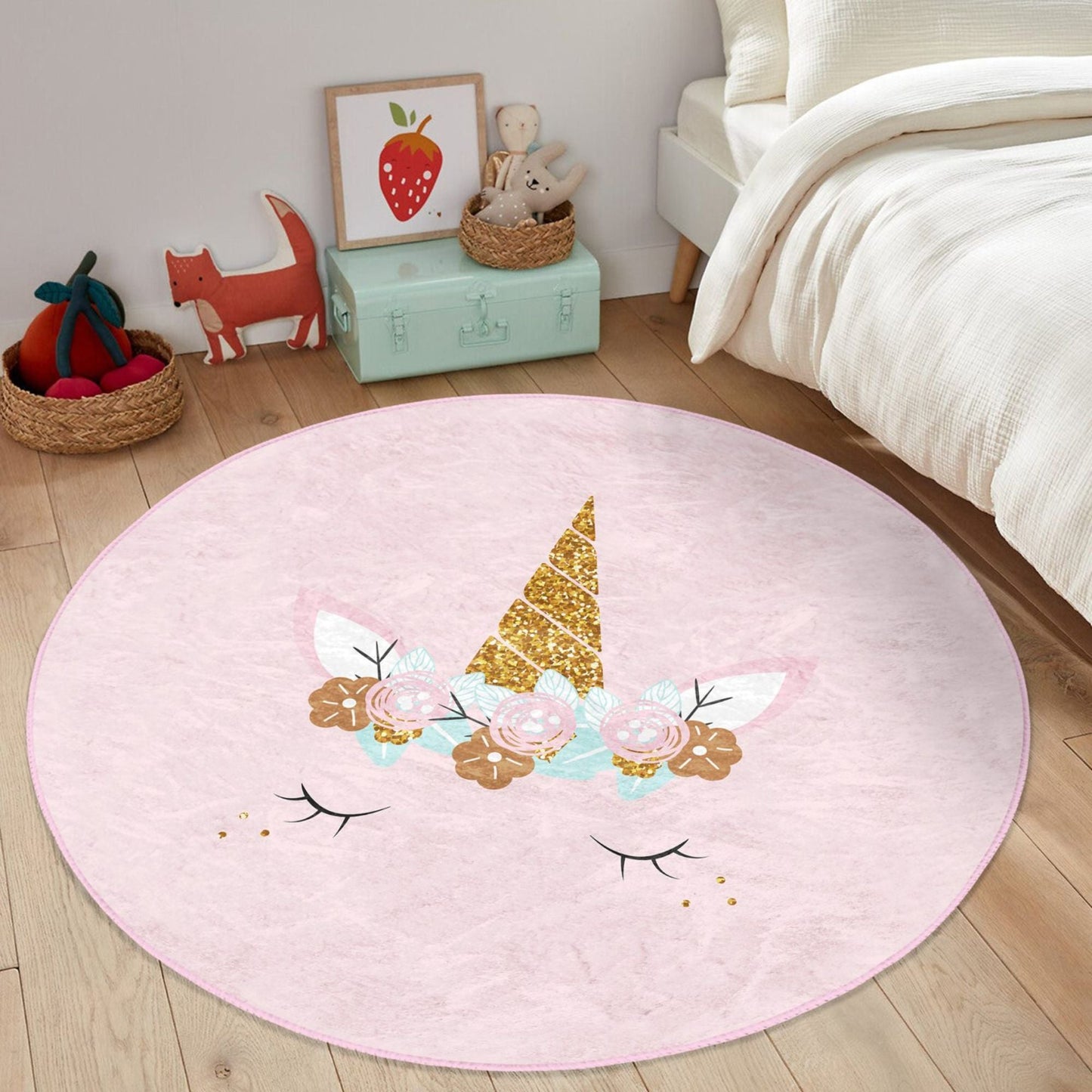 Pink Unicorn Baby Room Rug | Homeezone