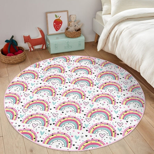 Lovely Rainbow Pattern Baby Room Washable Rug | Homeezone